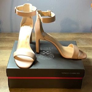 Nude Blush Ankle Strap Pink Block Heels Sandals